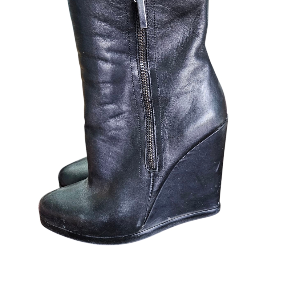 Black Wedge Heel Boots